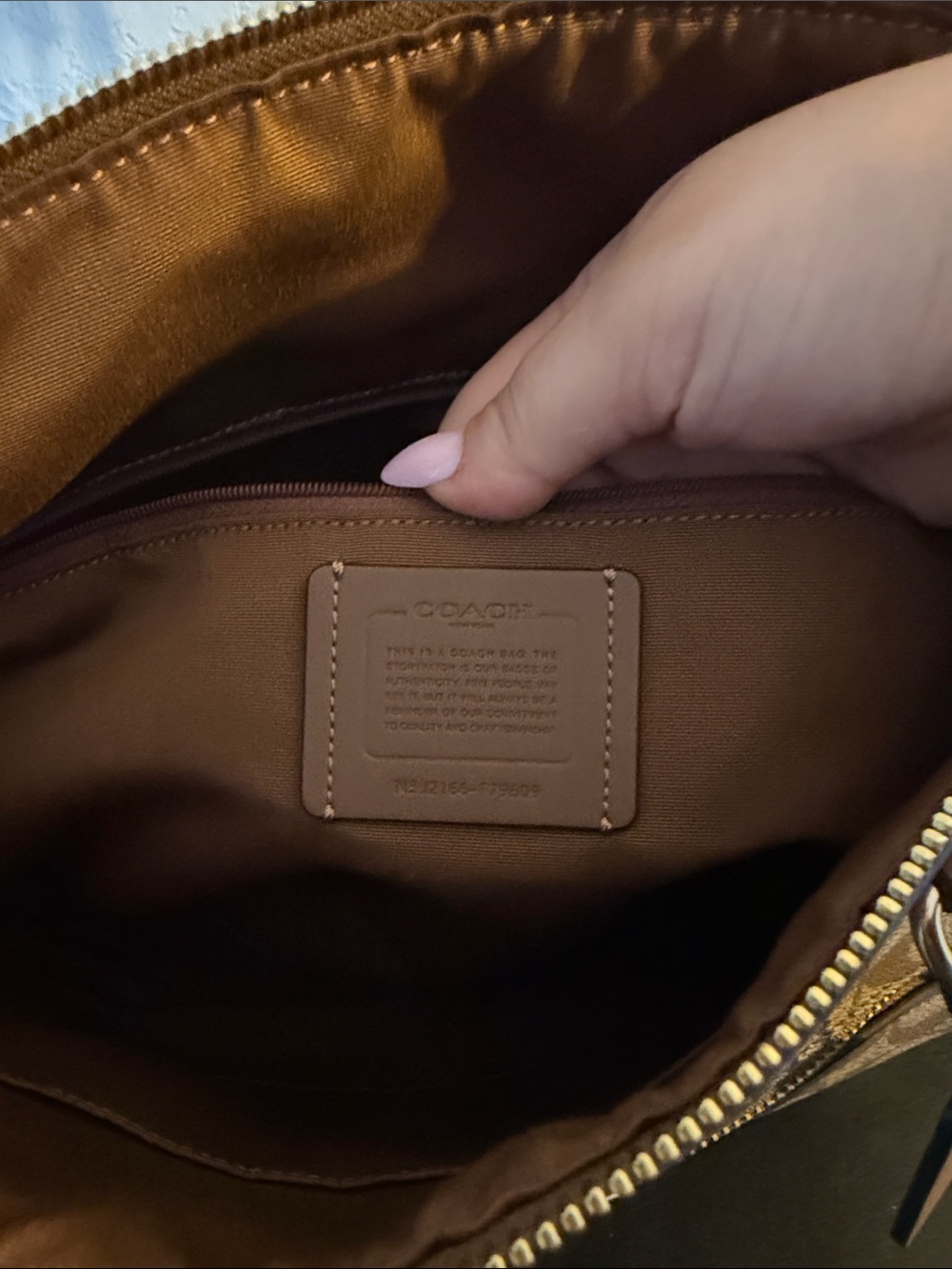 Coach Brown Signature Canvas Tote with Tan Leather Trim - Picture 4 of 4